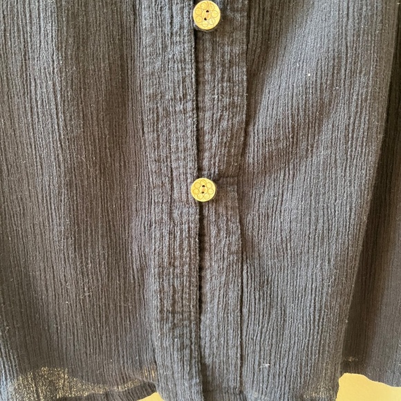 Le Cove Sz M Navy Blue Crepe Midi Shirt Cover Up Dress Button Down V Neck - Picture 7 of 8